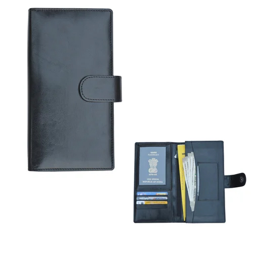 Passport Cheque Book And Document Holder - Color: Black