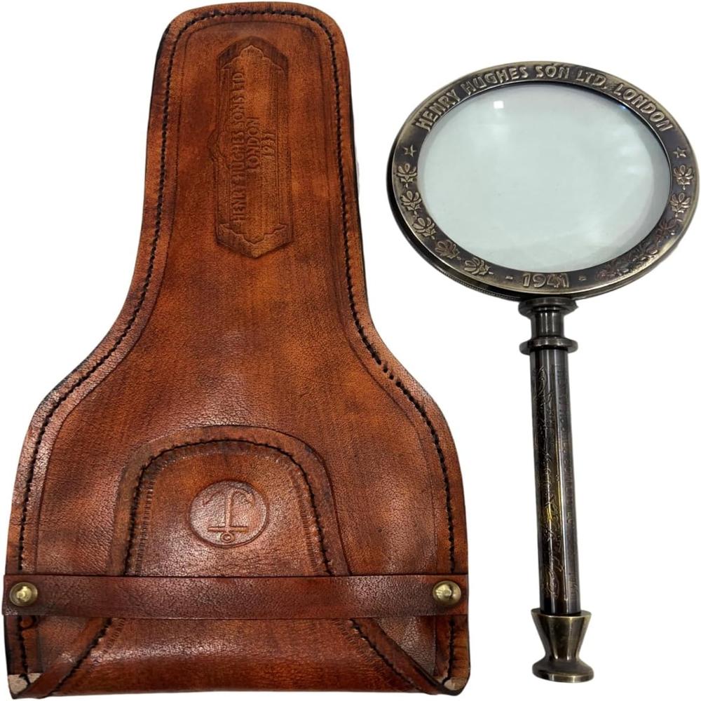 Magnifying Glass With Leather Storage Case, Handmade Magnifying Lance, Vintage Look, Antique Style - Features: Good Quality