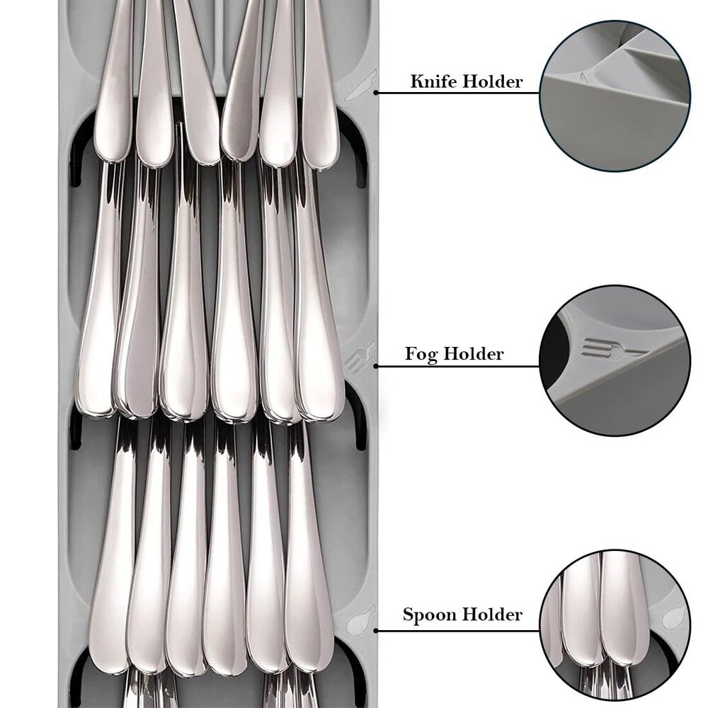 Cutlery Tray Tableware Organizer Kitchen Drawer Tray Knife Spoon Storage Box Non-slip Base - Feature: Good Quality