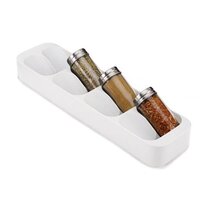 Spice Insert Drawer, Countertop 8 Grids Spice Rack Dining, Spice Storage For Kitchen |39.5 X 10 X 4.8 Cm | White | Plastic, Tiered Shelf - Feature: Eco-friendly
