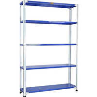 7 Feet Angle Frame Slotted Angle Rack - Color: White & Blue