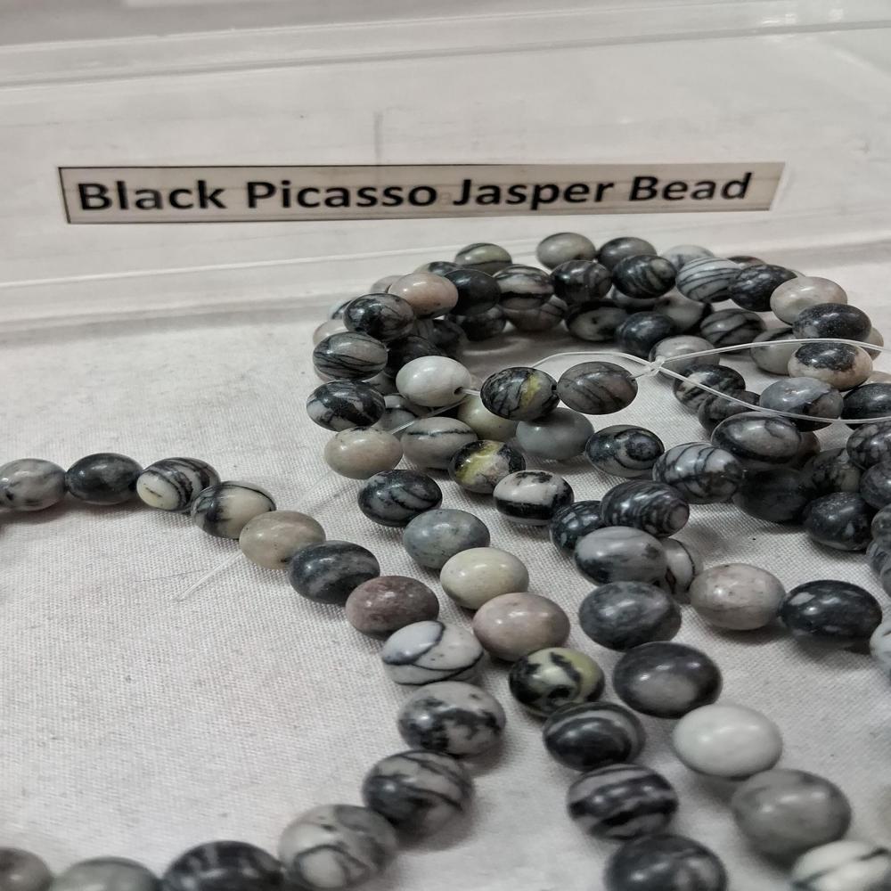 Black Picasso Jasper Crystal Beads
