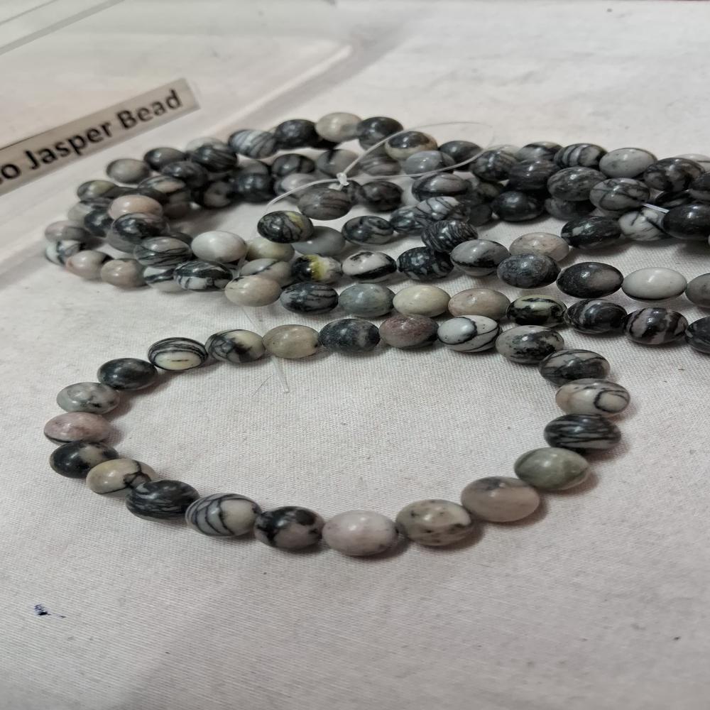 Black Picasso Jasper Crystal Beads