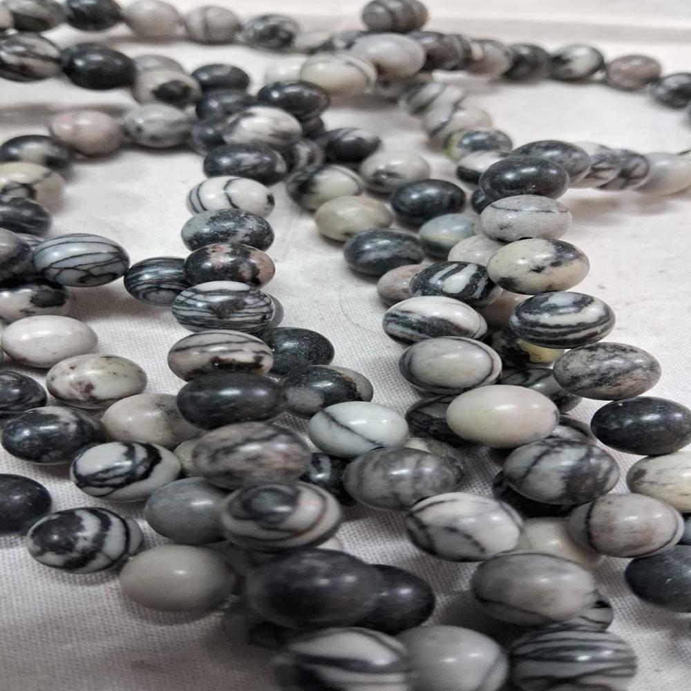 Black Picasso Jasper Crystal Beads