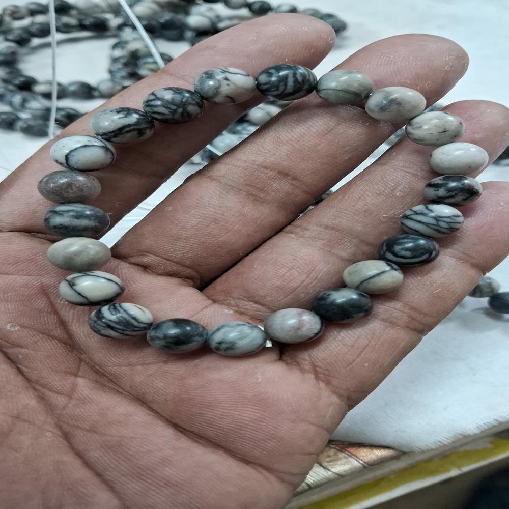 Black Picasso Jasper Crystal Beads