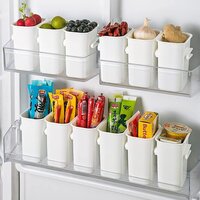 Plastic Storage Containers, Detachable Food Refrigerator Organizer (set Of 4 Pcs, 11 X 8 X 5 Cm, White) - Feature: Eco-friendly