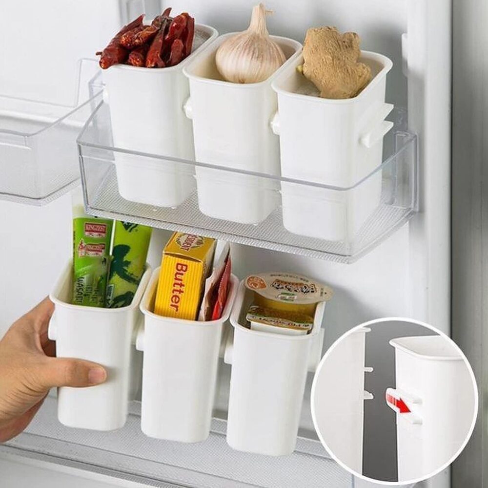 Plastic Storage Containers, Detachable Food Refrigerator Organizer (Set Of 4 Pcs, 11 X 8 X 5 Cm, White) - Feature: Eco-friendly