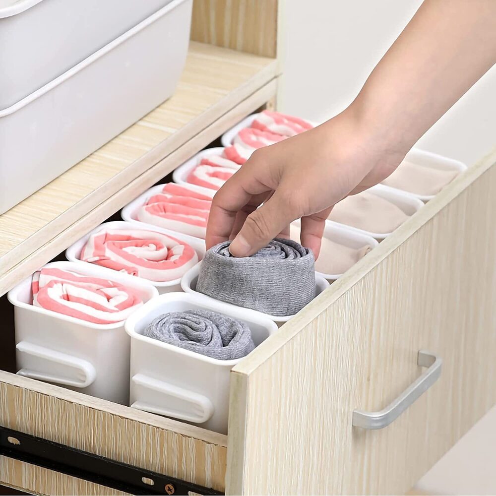 Plastic Storage Containers, Detachable Food Refrigerator Organizer (Set Of 4 Pcs, 11 X 8 X 5 Cm, White) - Feature: Eco-friendly