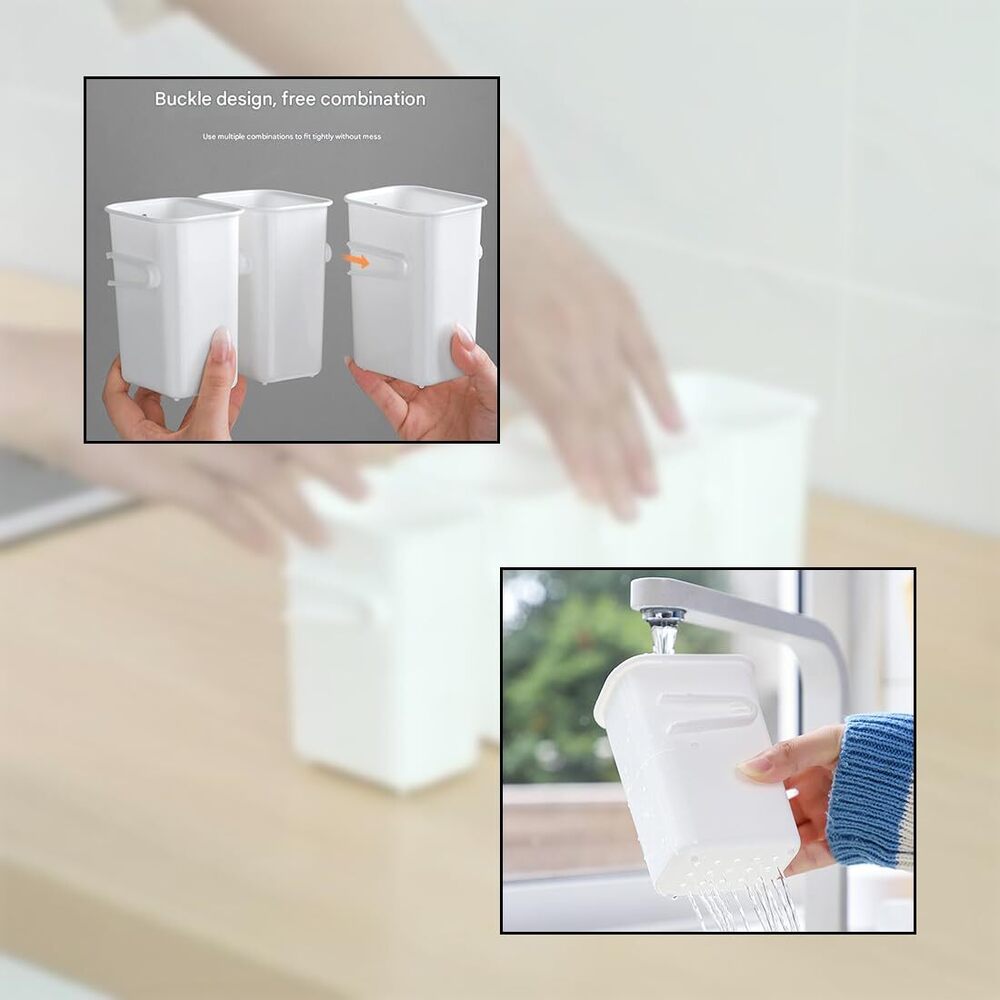 Plastic Storage Containers, Detachable Food Refrigerator Organizer (Set Of 4 Pcs, 11 X 8 X 5 Cm, White) - Feature: Eco-friendly