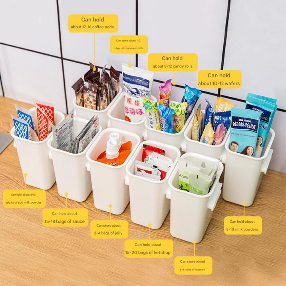 Plastic Storage Containers, Detachable Food Refrigerator Organizer (Set Of 4 Pcs, 11 X 8 X 5 Cm, White) - Feature: Eco-friendly