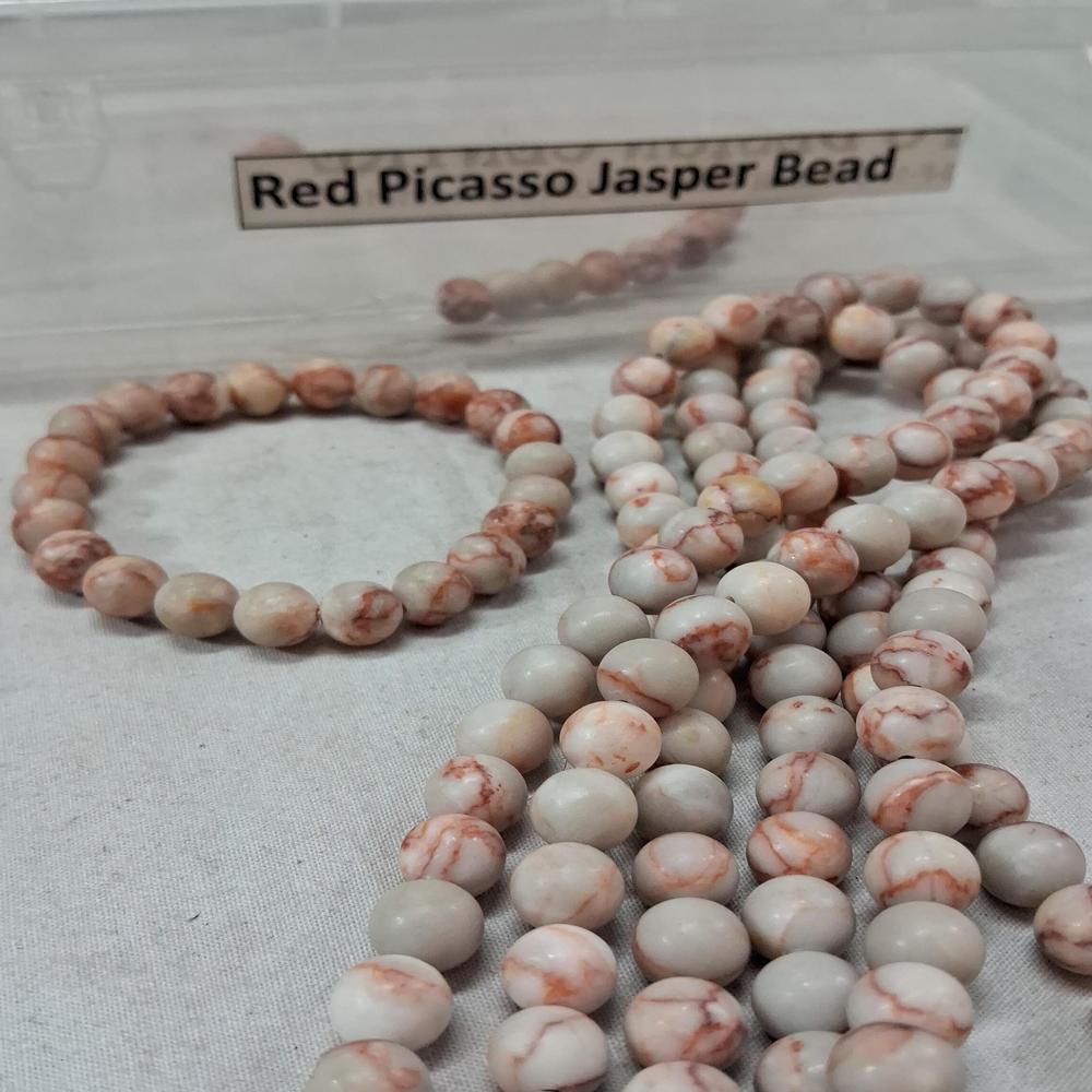 Red Picasso Jasper Crystal Beads