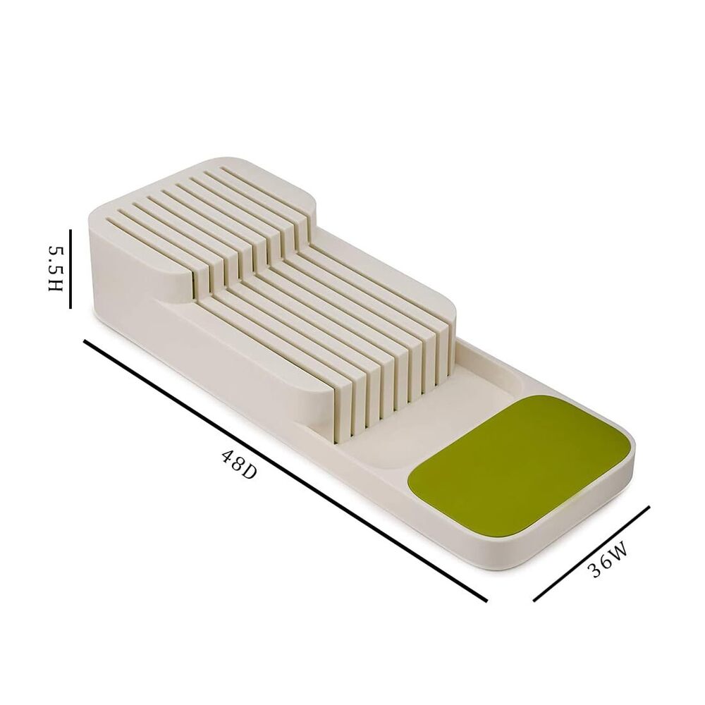 2 Tier Knife Kitchen Drawer Organizer |39 X 14.3 X 7.5 Cm | Plastic| Green-white - Feature: Eco-friendly