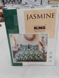 Jasmine (1+2) Digital Case Bedsheet - 100% Pure Cotton, Queen Size, Skin-friendly, Soft, Dust-mite Resistant
