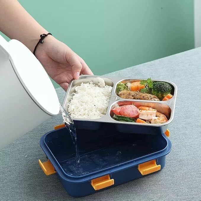 Lunch Box 3 Compartment LeMAPK-Proof BPA Free Stainless Steel