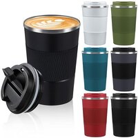 Insulated Coffee Cup Tumbler - Double Walled Stainless Steel, 18oz Capacity, Leakproof Screw Lid, Bpa-free, Anti-slip Cover, Rubber Bottom