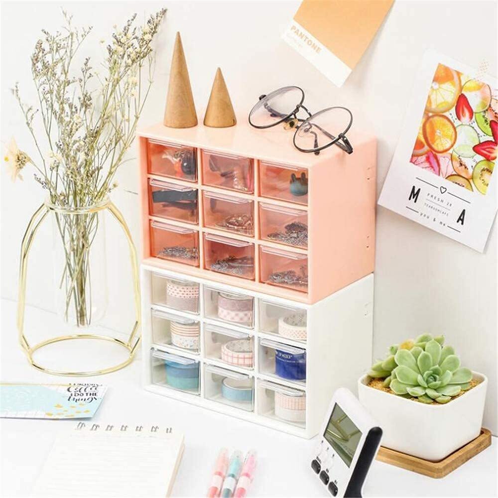 Drawer Storage Box, Pink, 9 Grid, Rectangular, 4.72 X 7.08 X 3.93 Inches - Feature: Good Quality