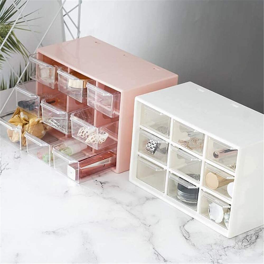 Drawer Storage Box, Pink, 9 Grid, Rectangular, 4.72 X 7.08 X 3.93 Inches - Feature: Good Quality