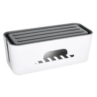 Cable Management Box With Mobile Stand Hiding Cover Organizer Home Office Desk Desktop Floor & Keep Children And Pet Safe - Color: White
