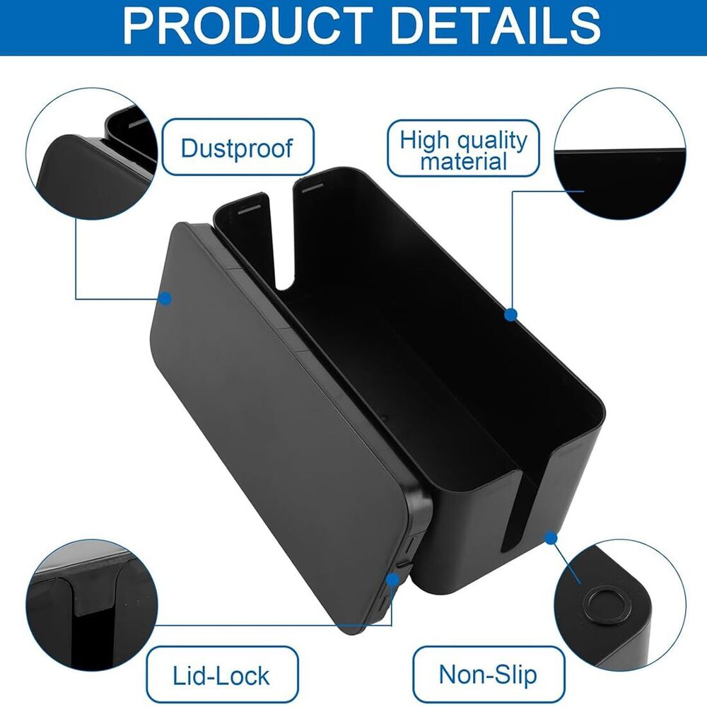 Cable Management Box Cord Storage Box Can Manage Hide Plugs Wires Power Strips Usb Hub Router Tv Computer Desk Organizer | 35 X 13 X 12.3 Cm - Color: Black