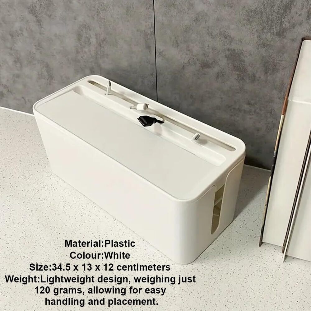 Cable Management Box Cord Organizer Can Manage Hide Plugs Wires Power Strips Usb Hub Router Tv Computer Desk Cable For Home And Office - Color: White