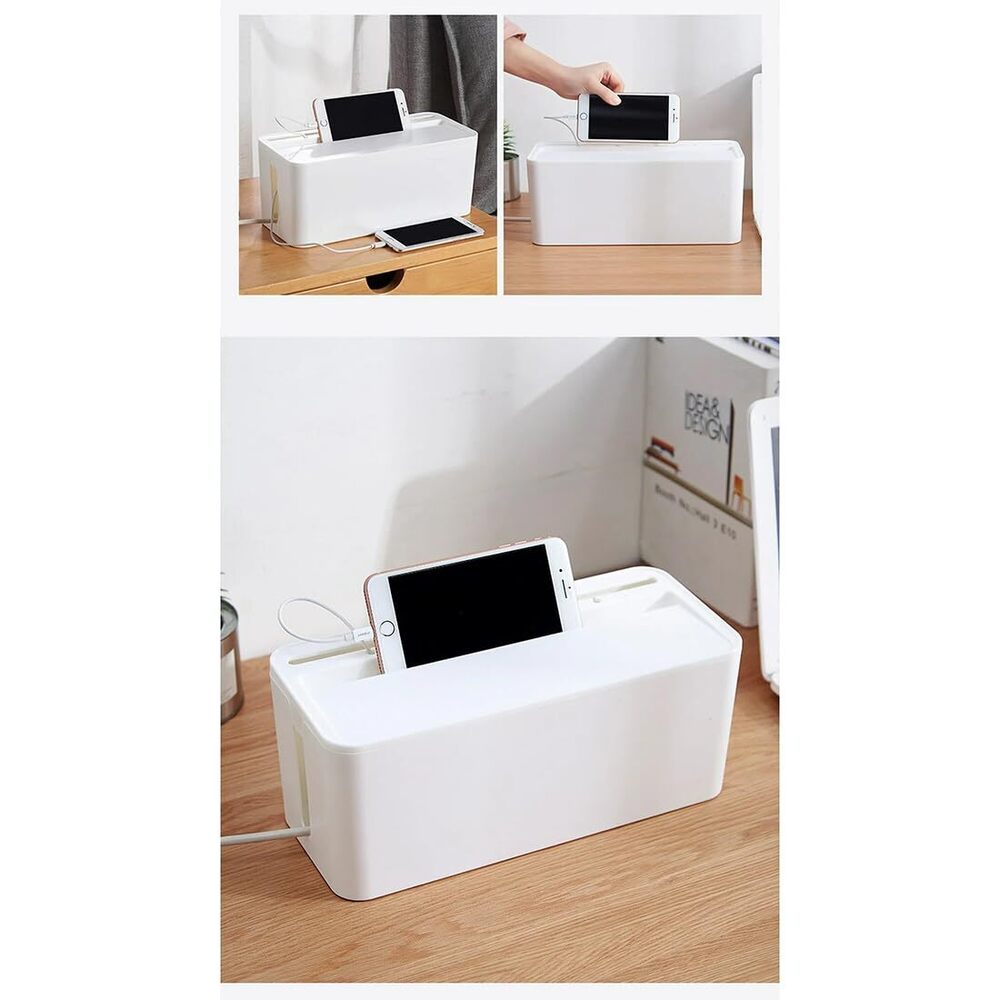 Cable Management Box Cord Organizer Can Manage Hide Plugs Wires Power Strips Usb Hub Router Tv Computer Desk Cable For Home And Office - Color: White
