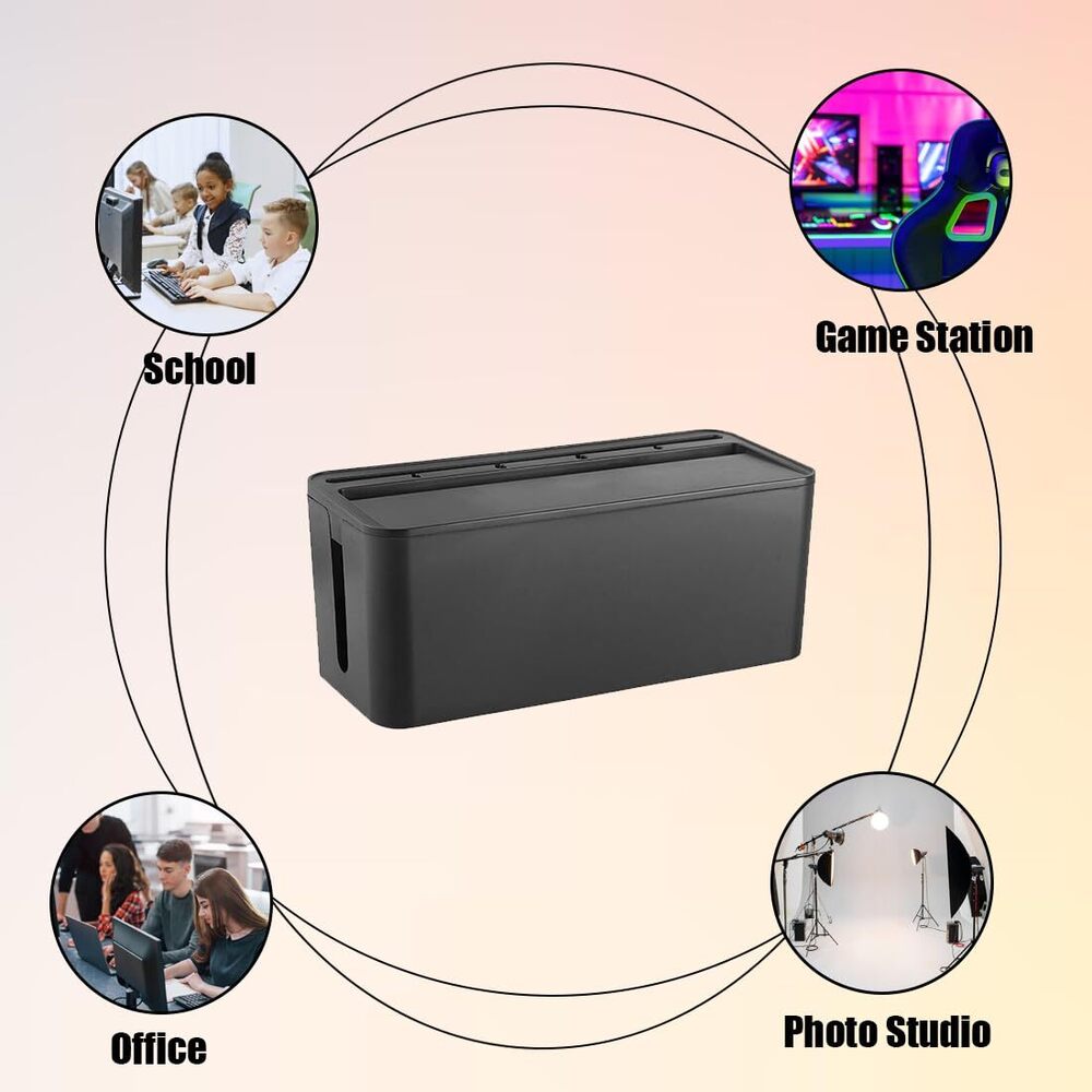Cable Management Box Cord Organizer Can Manage Hide Plugs Wires Power Strips Usb Hub Router Tv Computer Desk Cable For Home And Office Black - General Use: Yes
