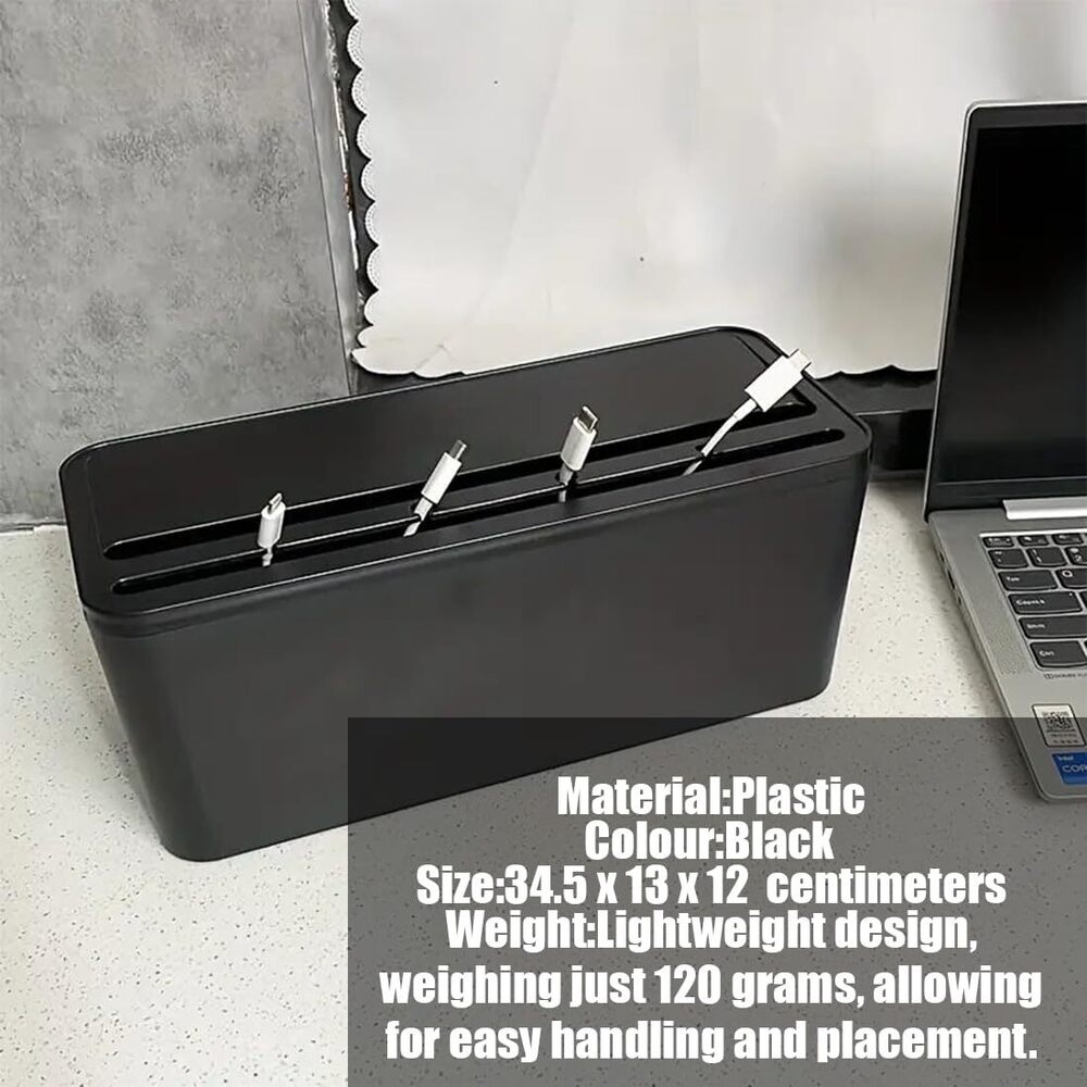 Cable Management Box Cord Organizer Can Manage Hide Plugs Wires Power Strips Usb Hub Router Tv Computer Desk Cable For Home And Office Black - General Use: Yes