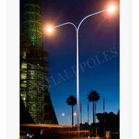 Dual Arm Swaged Outdoor Lighting Pole - Color: White