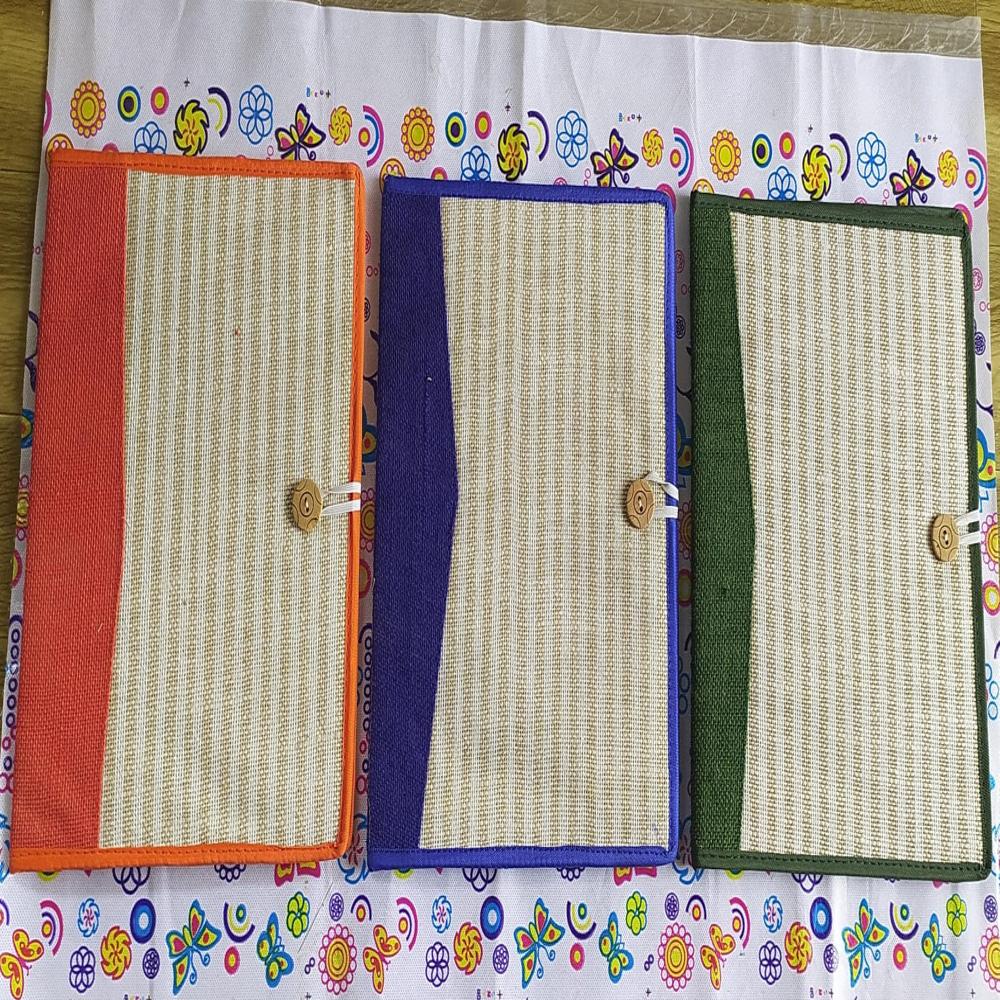 Jute Fille Folder - Multi-color, 10x14 Inches | Customized Design, Logo, Zipper Top Closure And Handle, Ideal For Gifts