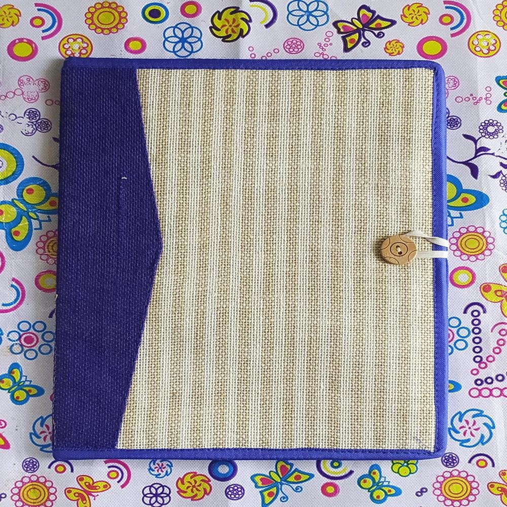 Jute Fille Folder - Multi-color, 10x14 Inches | Customized Design, Logo, Zipper Top Closure And Handle, Ideal For Gifts