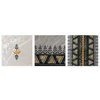Soft Grey Marbled Table Cloth With Intricate Block Printed Mofits