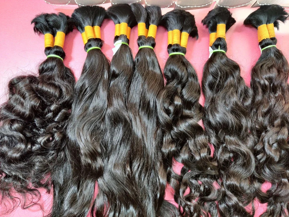 Temple Bulk Human Hair Extension , 24 inch