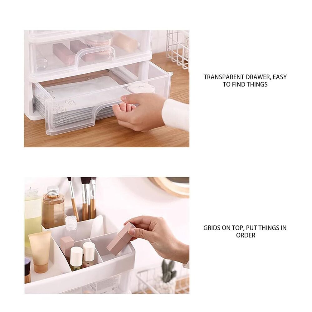 4 Layer Makeup Cosmatic Storage For Desk Organizer Box | 38.5 X 27 X 19.5 Cm | Multicolor - Application: Multiple Usage