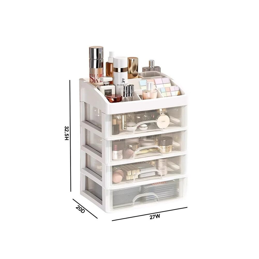 4 Layer Makeup Cosmatic Storage For Desk Organizer Box | 38.5 X 27 X 19.5 Cm | Multicolor - Application: Multiple Usage