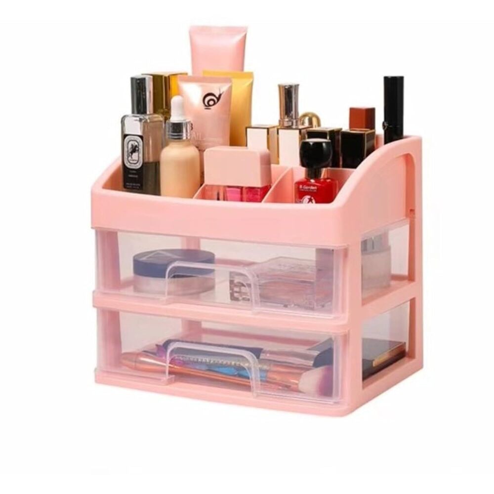 2 Layer Makeup Cosmatic Storage For Desk Organizer Box | Multicolor - Application: Multiple Usage
