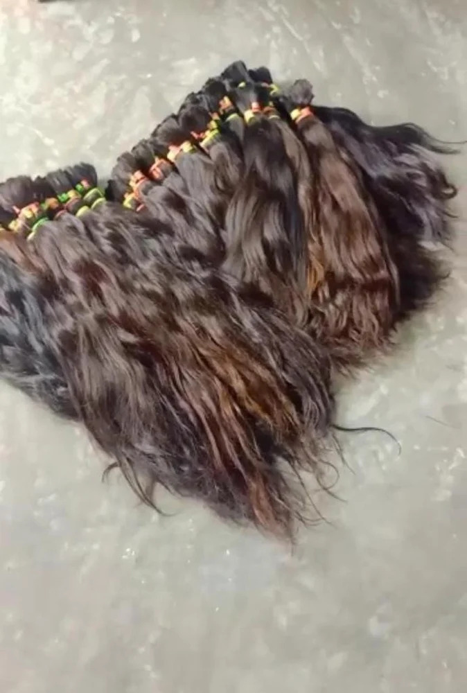 Natural Brown Bulk Human Hair Raw Indian Hair Unweft For Braidng, Wigs