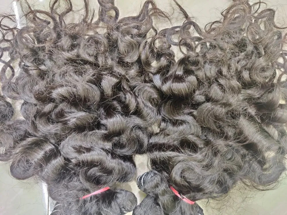 South India Temple Remy Natural Color Curly Weft Hair Bundle  Temple Remy Hair  Extension