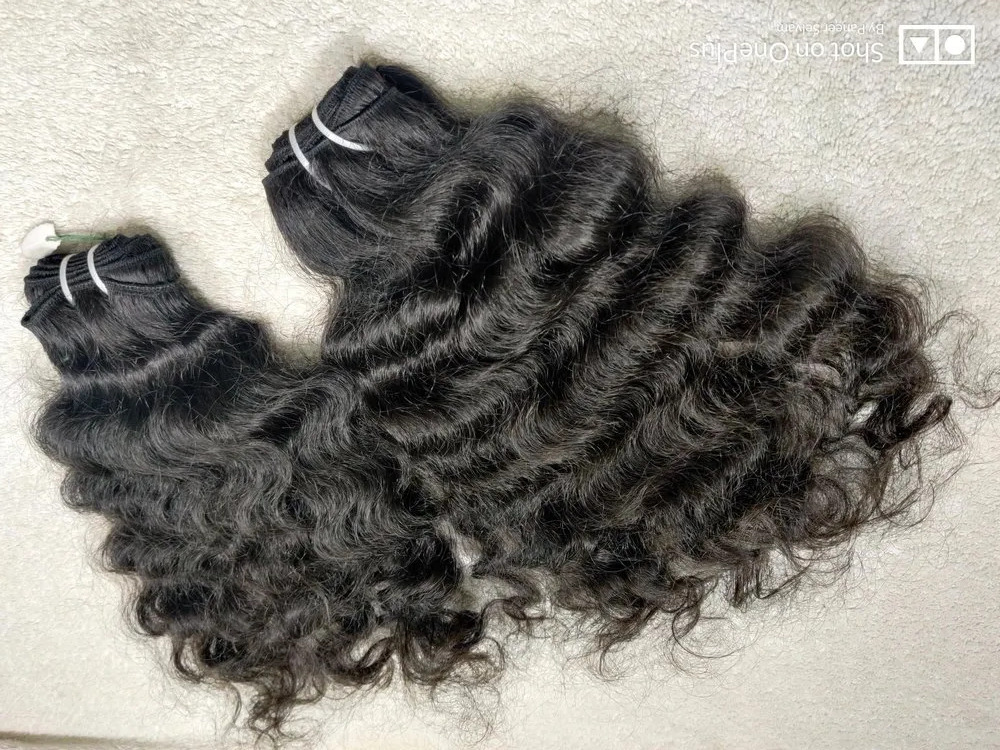 South India Temple Remy Natural Color Curly Weft Hair Bundle  Temple Remy Hair  Extension