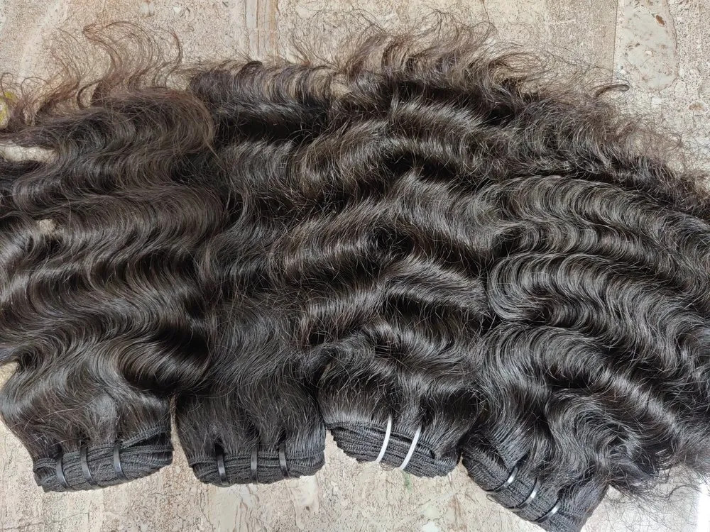 South India Temple Remy Natural Color Curly Weft Hair Bundle  Temple Remy Hair  Extension