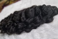 Natural Black Color  Curly Weft Hair Bundles 100% Human Hair Extensions