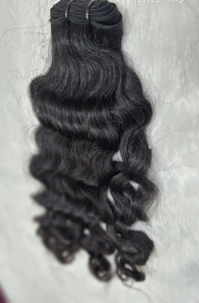 Natural Black Color  Curly Weft Hair Bundles 100% Human Hair Extensions