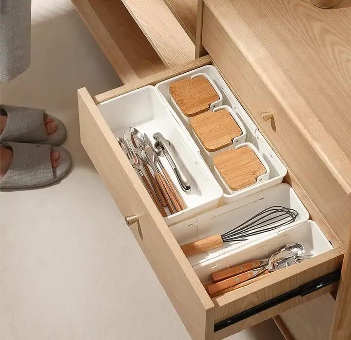 Expandable Household Accessories storage basket for drawers, Big Kitchen storage basket | Plastic