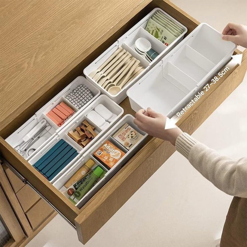 Expandable Household Accessories storage basket for drawers, Big Kitchen storage basket | Plastic