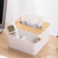 Square Shape Wooden Cover Plastic Tissue Box Paper Remote Case Holders Organizer Car Decor Home Room Hotel - Color: Black