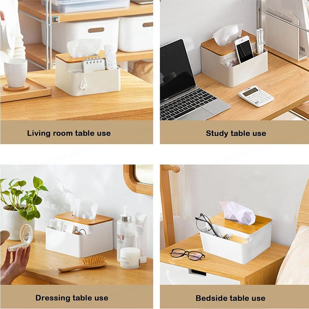 Square Shape Wooden Cover Plastic Tissue Box Paper Remote Case Holders Organizer Car Decor Home Room Hotel - Color: Black
