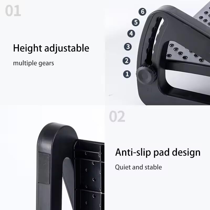 Under Desk Footrest Cushion For 6 Heights Ergonomic Adjustable With Massage Roller For Pain Relief Stool | Black - Grade: Personal Use