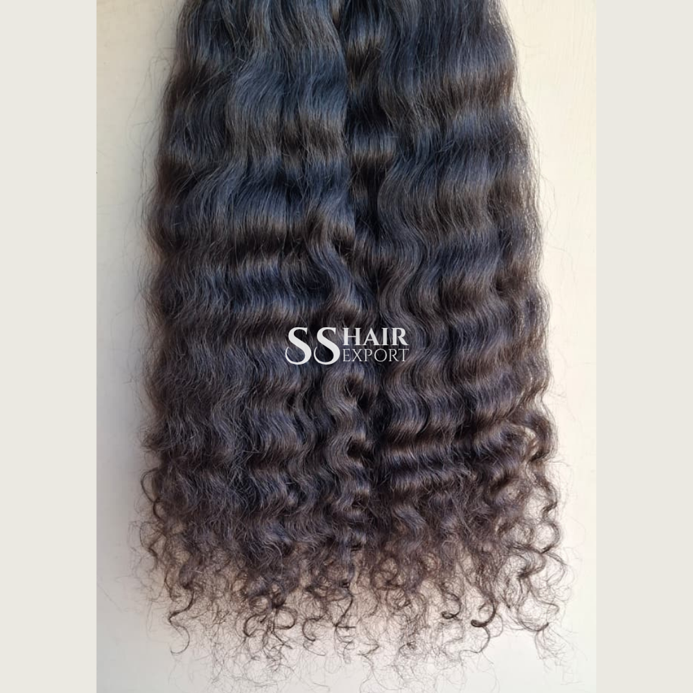 South Indian Temple Long Curly Hair Weave Weft Human Hair Extension