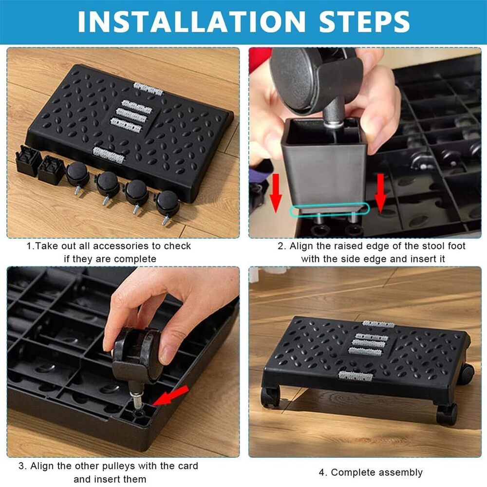 Under Desk Footrest Cushion For Ergonomic Adjustable Wheels With Massage Roller For Pain Relief Stool - Frame Material: Plastic