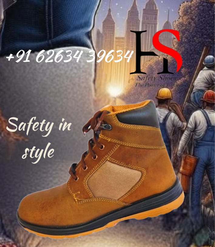 High Quality Craxy Brown Leather Safety Shoe - Gender: Male