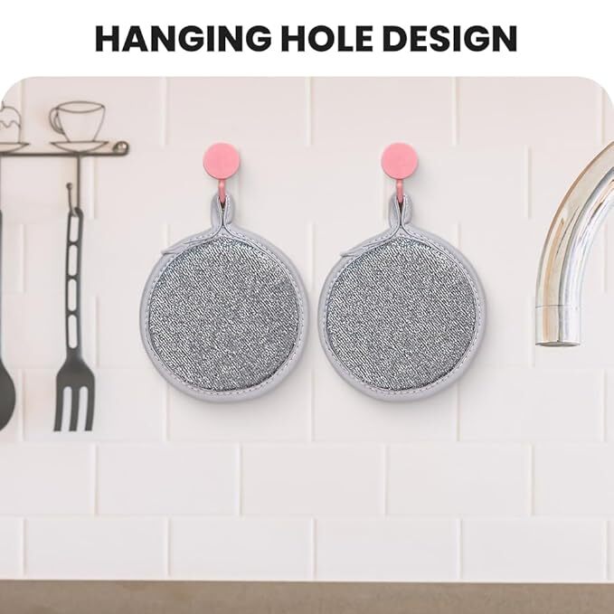 Multifunctional Wire Dishwashing Rags For Wet And Dry - High-quality Microfiber, Double-sided Silver Wire Material | Non-scratch, Reusable, Durable, Kitchen Essential